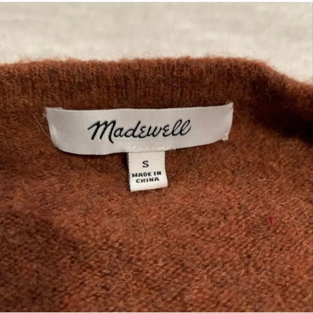 Madewell Open Front Cardigan Alpaca Wool blend Size Small Brown Long Sleeve